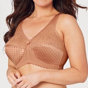 - Glamorise 56B Tan Polka Dot MagicLift Support Bra! NEW!